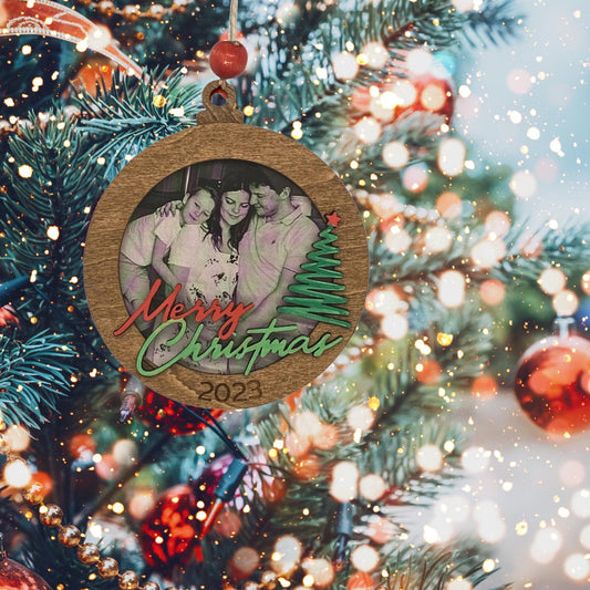 Hand painted Merry Christmas Photo Ornament| Family Gift | Christmas Ornaments | Handmade Christmas Gifts | Custom