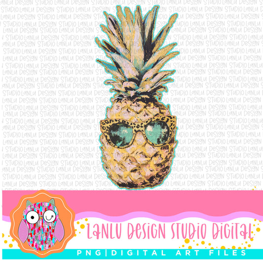 Trendy Pineapple with Sunglasses PNG Design for Shirts | Digital Download Art File|300 DPI Sublimation& DTF Printable Digital Download|