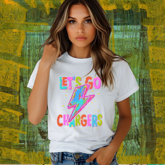 NEON LET'S GO  CHARGERS | MASCOT TEE | SCHOOL SPIRIT | GAME DAY