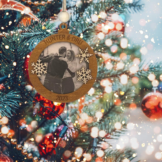 Hand painted Snowflake Photo Christmas Ornament | Family Gift | Christmas Ornaments | Handmade Christmas Gifts | Custom