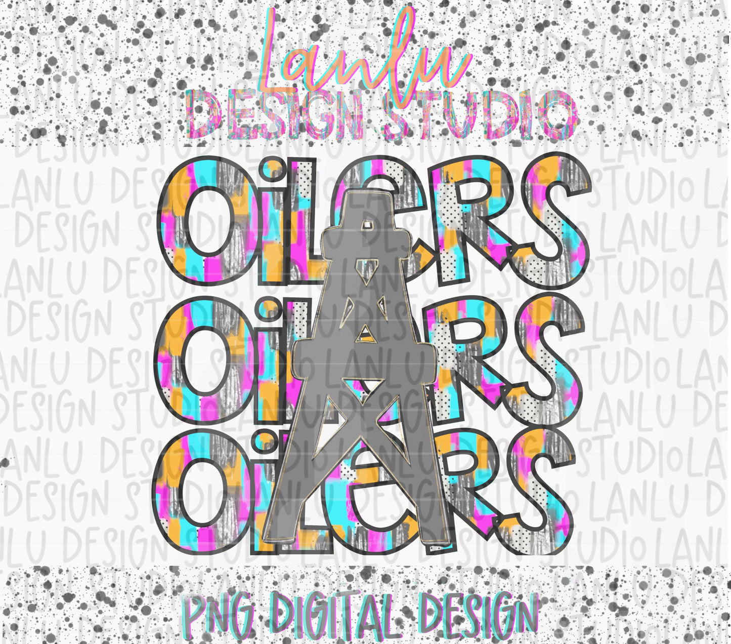 Preppy Paint Stroke Star Eyes Mascot PNG | Oilers