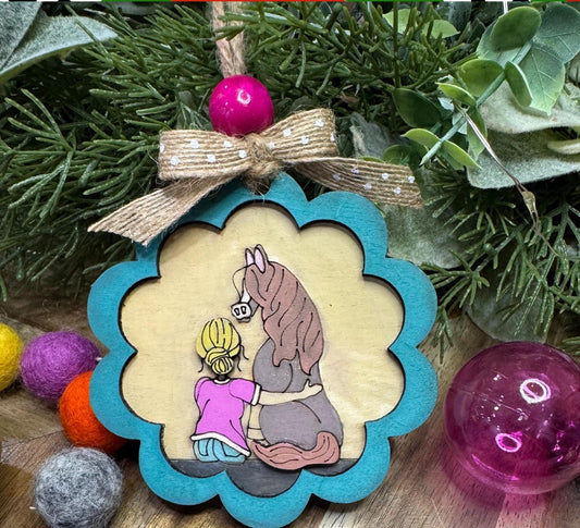 Girl with horse Christmas Ornaments | Handmade Christmas Gifts | Custom