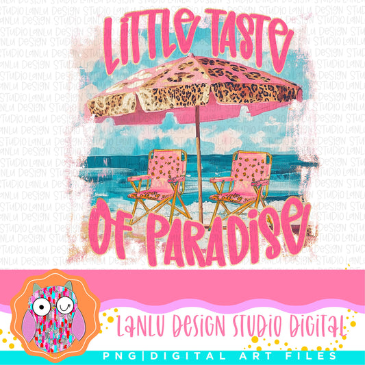 Little Taste of Paradise Beach Digital Art | Tropical Beach Illustration |300 DPI Sublimation& DTF Printable Digital Download|