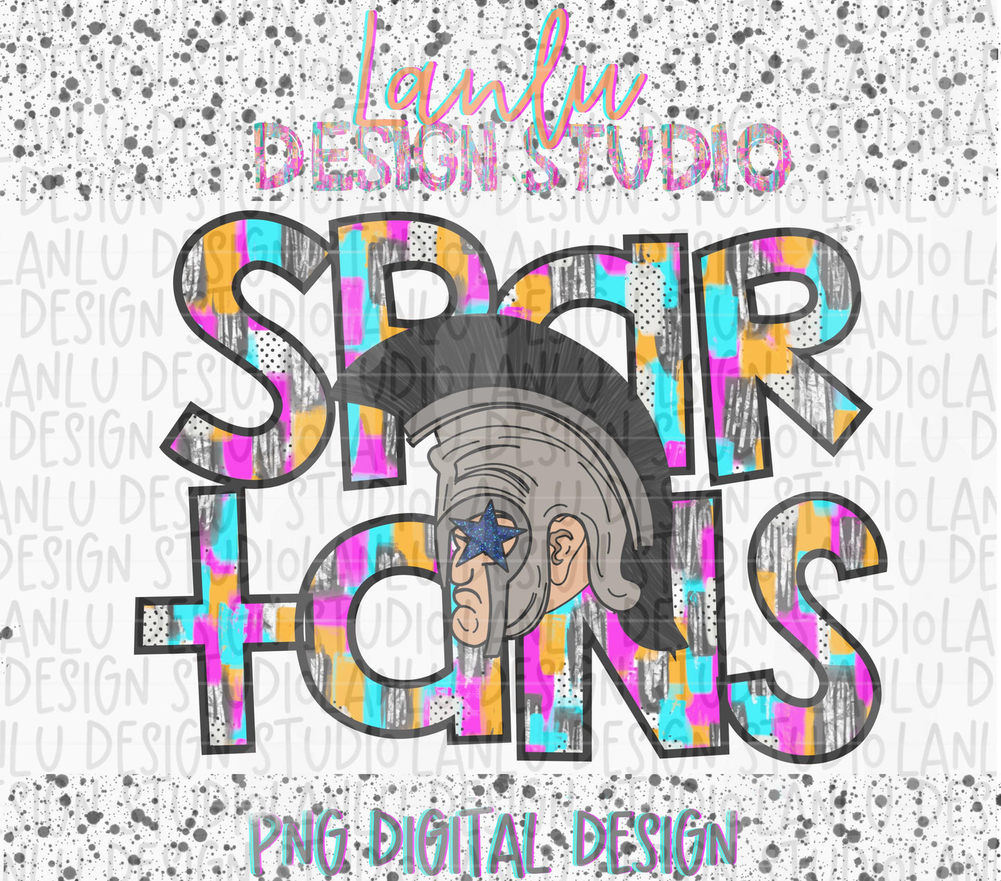 Preppy Paint Stroke Star Eyes Mascot PNG |Spartans