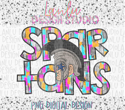 Preppy Paint Stroke Star Eyes Mascot PNG |Spartans