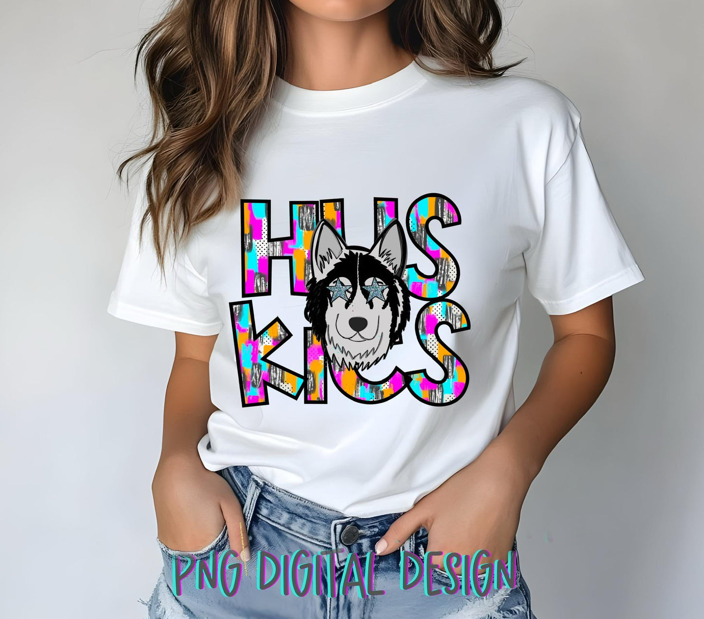 Preppy Paint Stroke Star Eyes Mascot PNG |Huskies