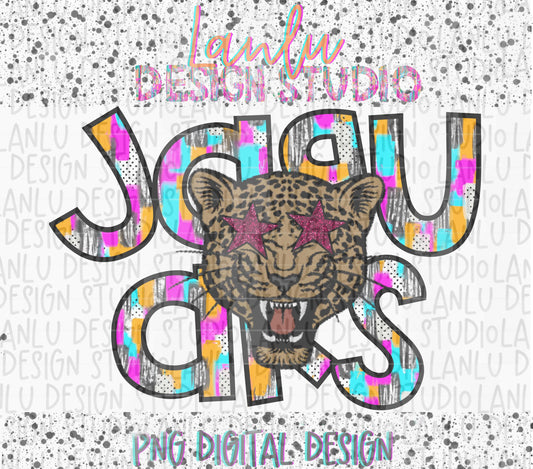Preppy Paint Stroke Star Eyes Mascot PNG |Jaguars