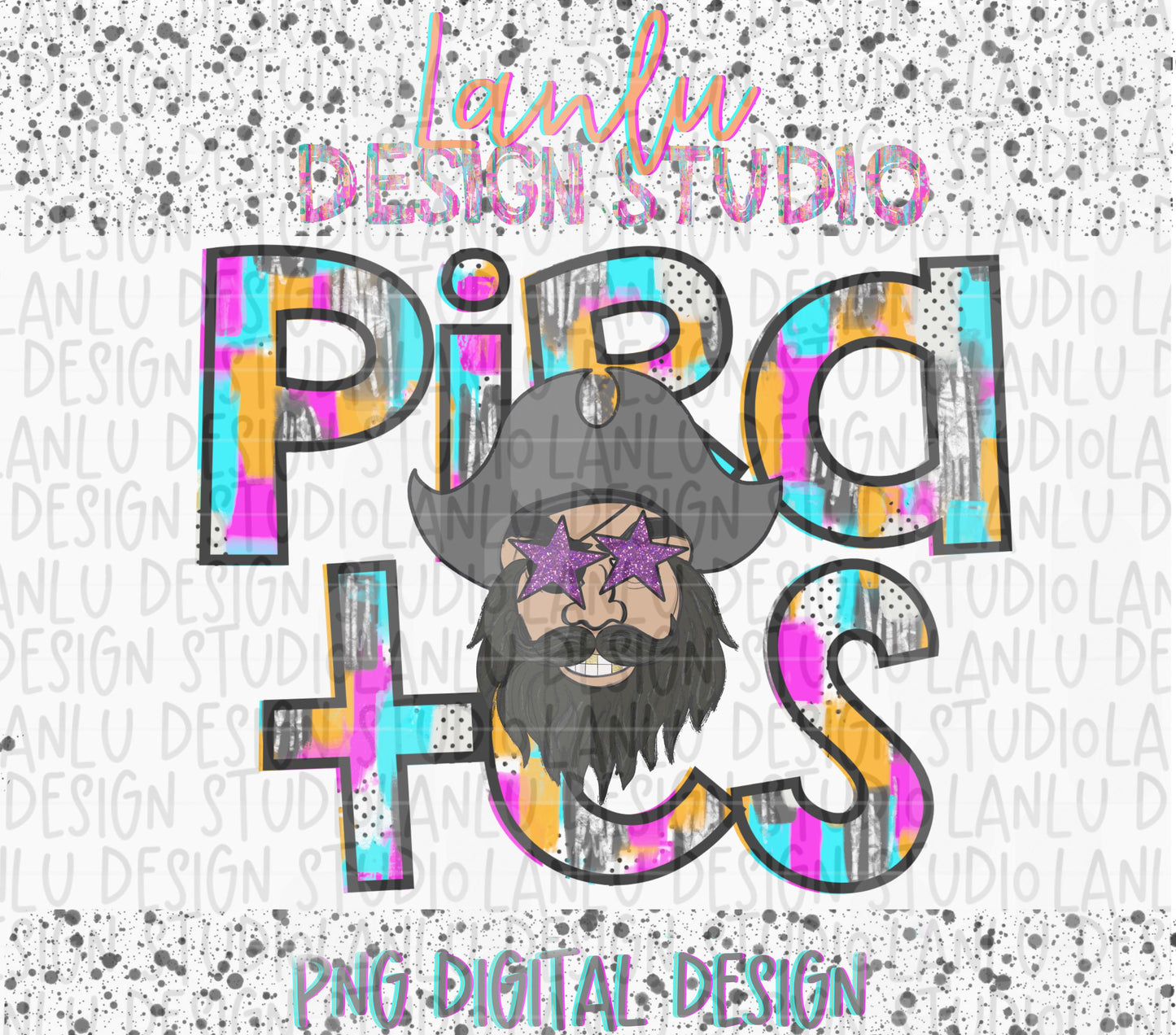 Preppy Paint Stroke Star Eyes Mascot PNG |Pirates