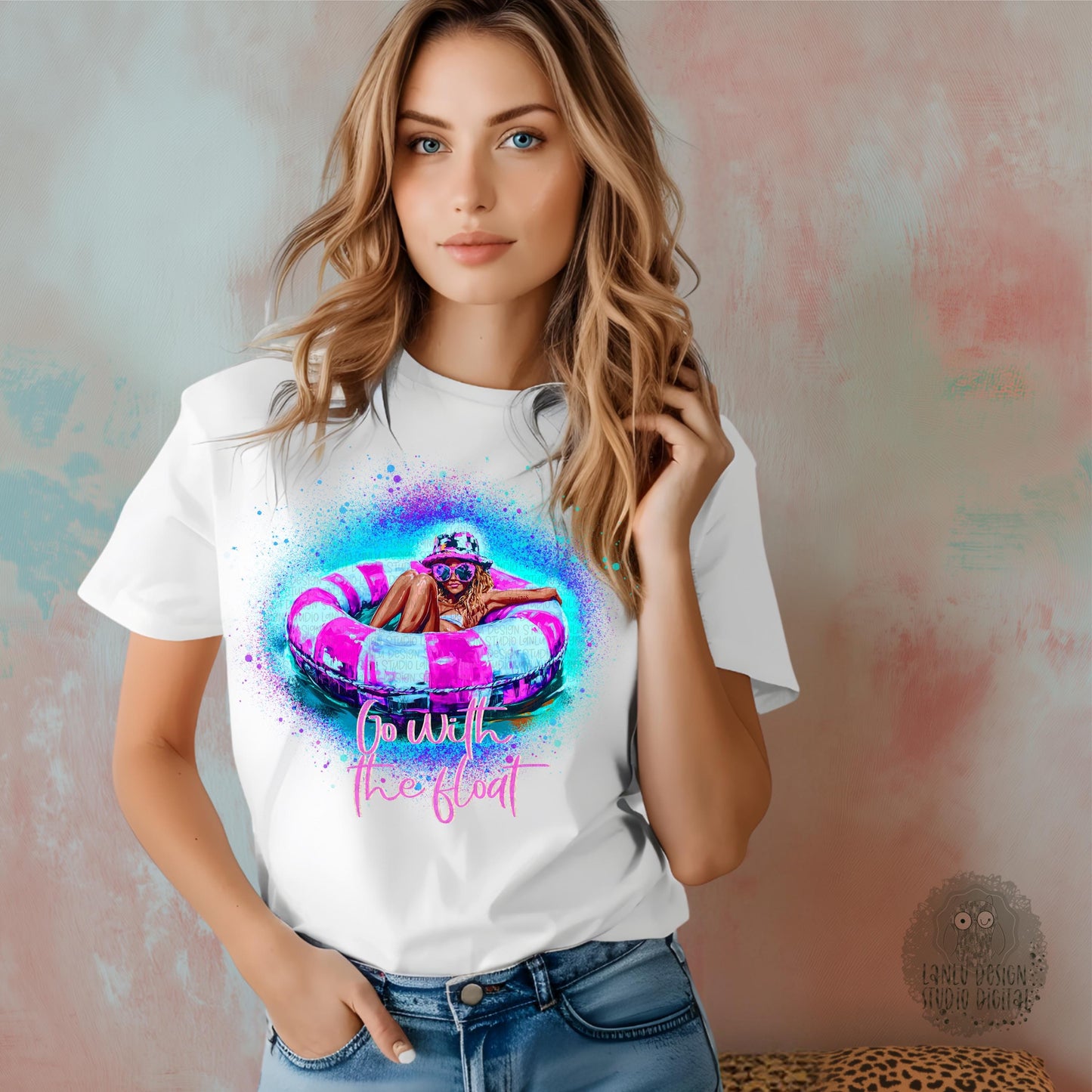 Go With the Float Digital Art PNG | Summer Vibes Swimming Tube Design |300 DPI Sublimation& DTF Printable Digital Download|