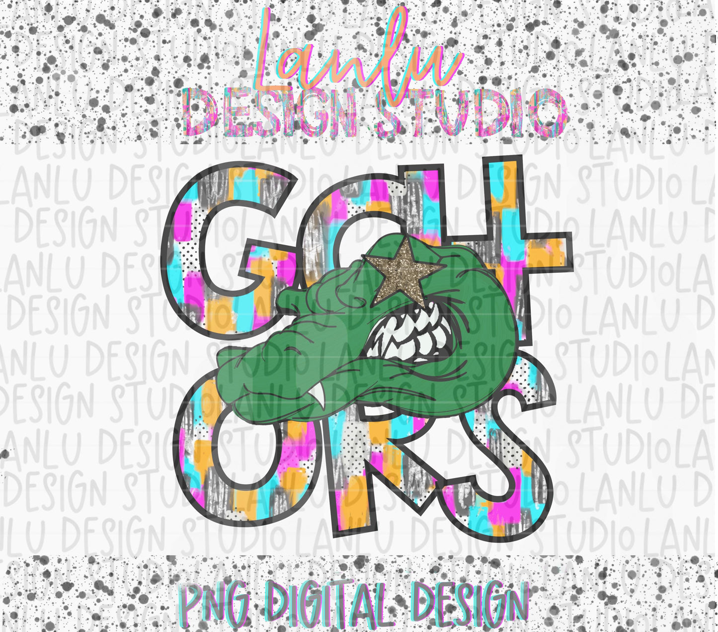 Preppy Paint Stroke Star Eyes Mascot PNG | Gators