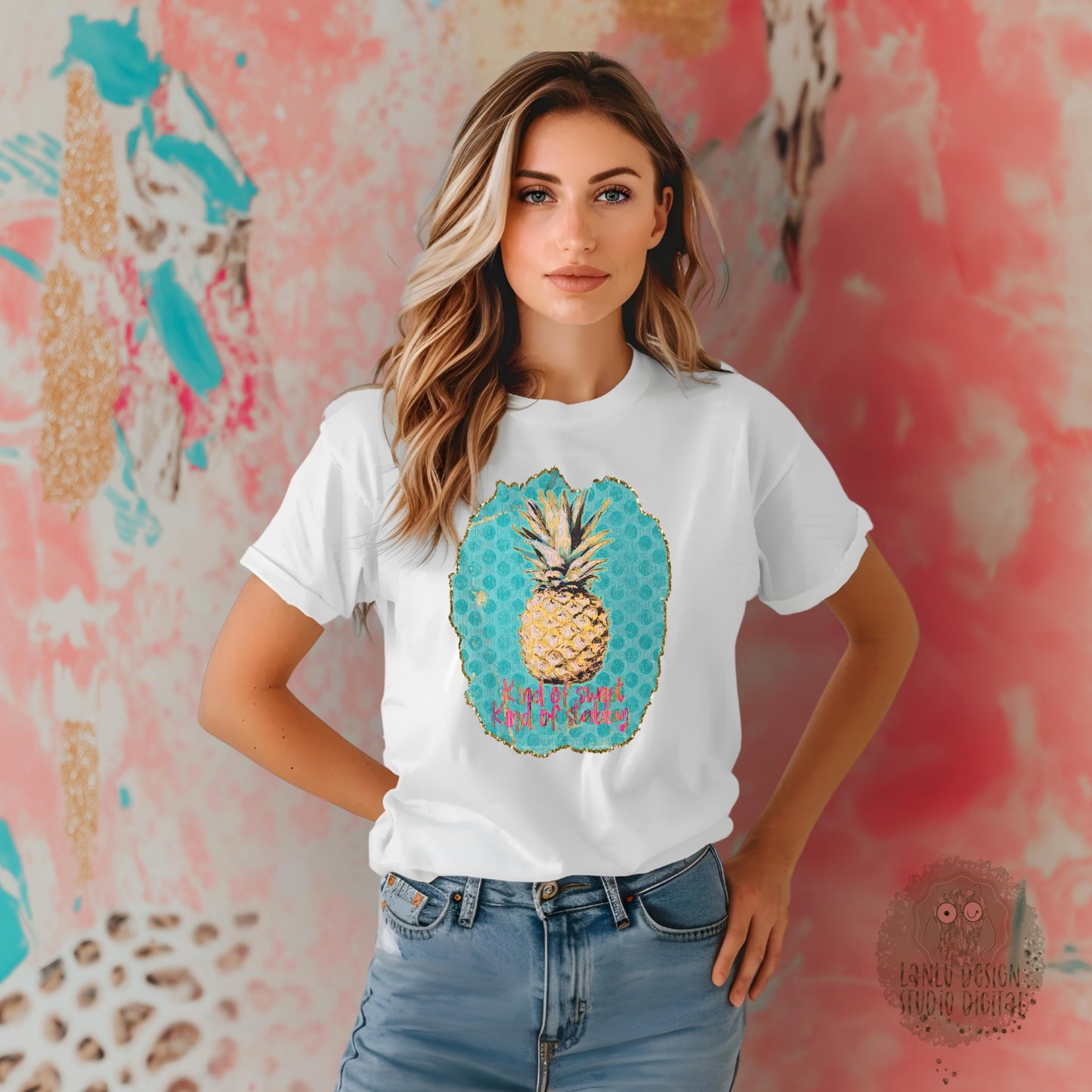 Kind of Sweet Kind of Stabby Pineapple PNG|Trendy Digital Art | Retro Aesthetic Graphic| Sublimation& DTF Printable Digital Download|