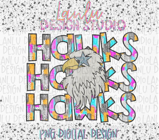 Preppy Paint Stroke Star Eyes Mascot PNG |Hawks