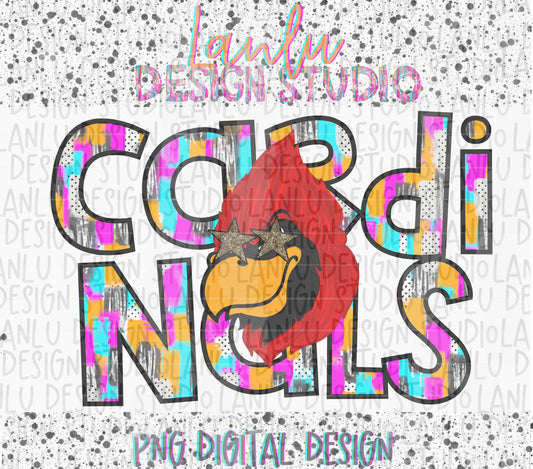 Preppy Paint Stroke Star Eyes Mascot PNG |Cardinals