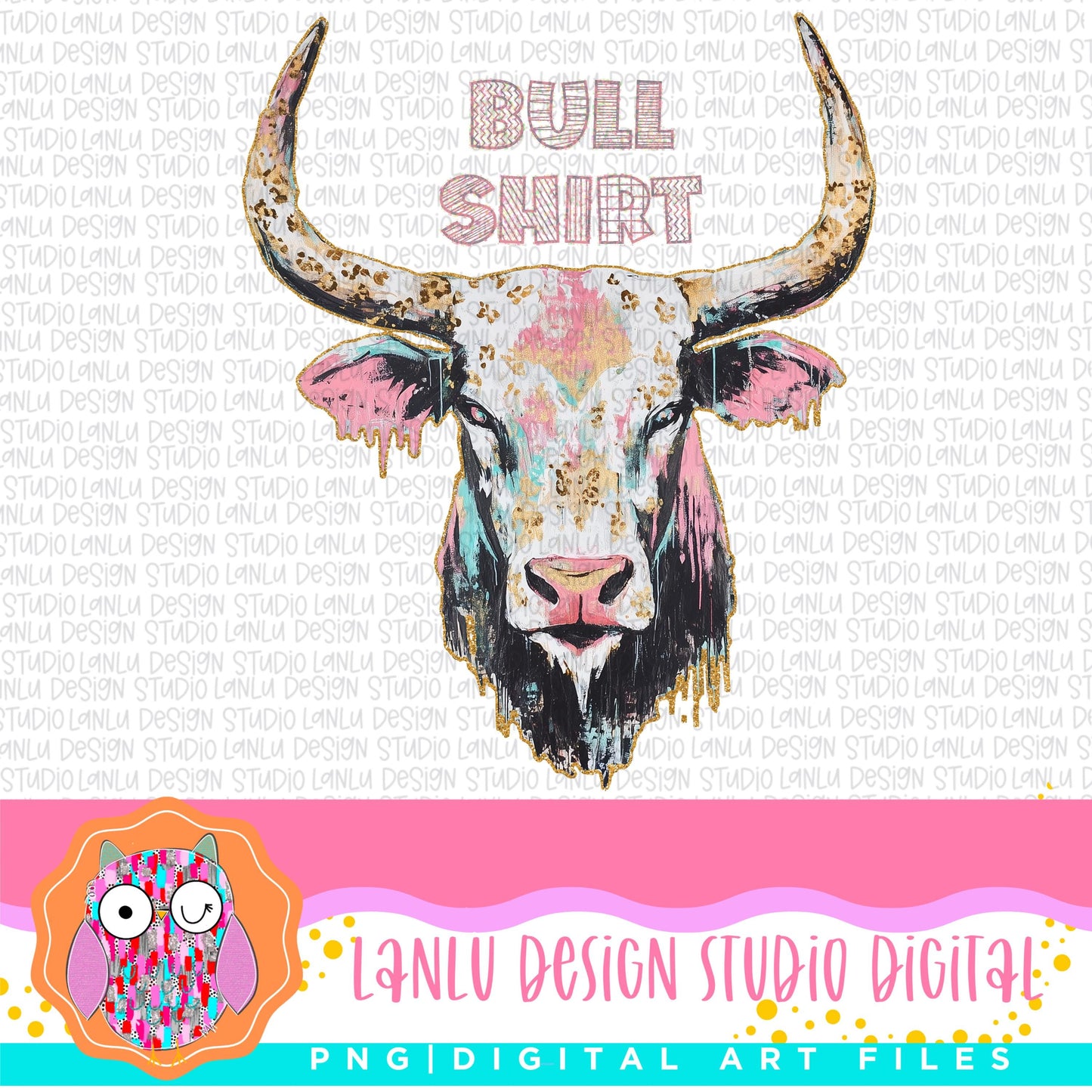 Bull Shirt PNG Digital Art File | Rustic Watercolor Bull Head |Printable Graphic Design|300 DPI Sublimation& DTF Printable Digital Download|