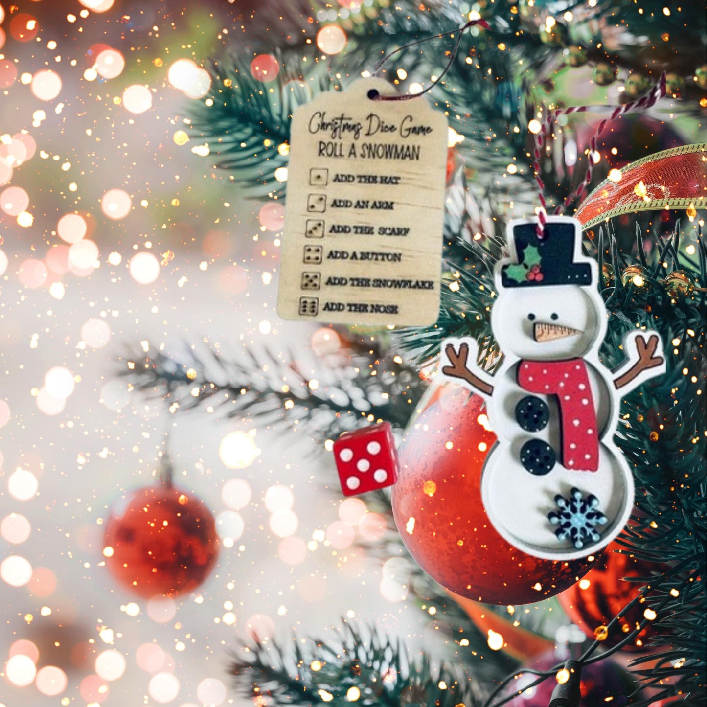 Snowman Dice Game| Christmas Ornaments | Handmade Christmas Gifts | Custom