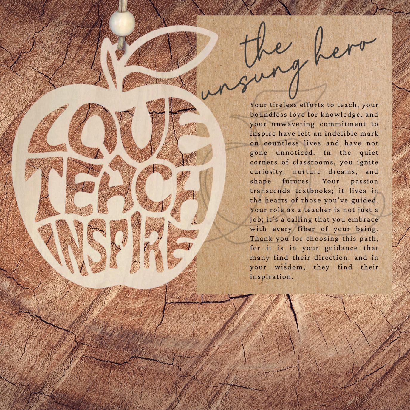 Teacher Story Ornament| Unsung Hero| Unique Holiday Decoration| Car Charm