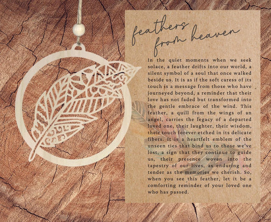 Handcrafted Feather Story Ornament| Unique Holiday Decoration| Car Charm| Inspirational Keepsake| Message Card| Heartfelt Gift