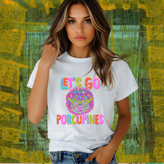 NEON LET'S GO PORCUPINES | MASCOT TEE | SCHOOL SPIRIT | GAME DAY