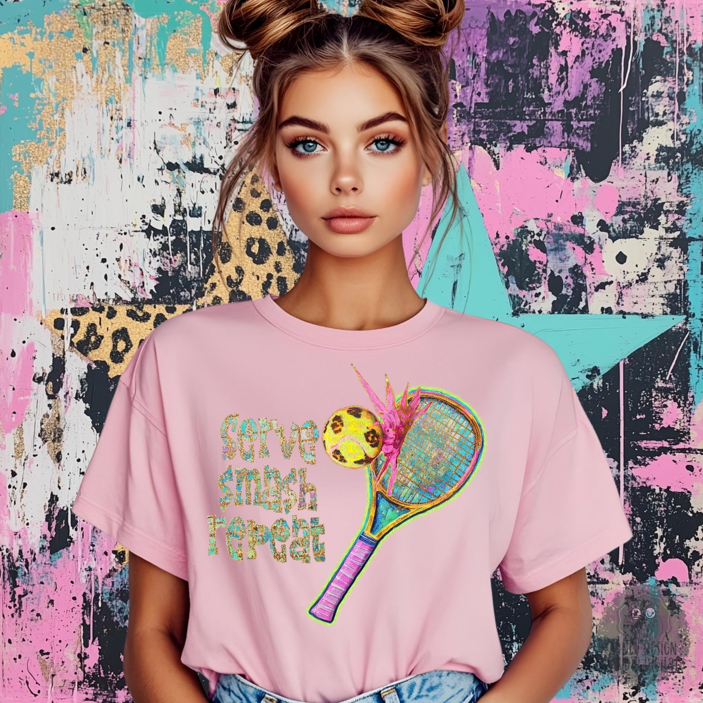 Serve Smash Repeat Vibrant Tennis Art PNG | Digital Download for Sport Lovers| |300 DPI Sublimation& DTF Printable Digital Download|