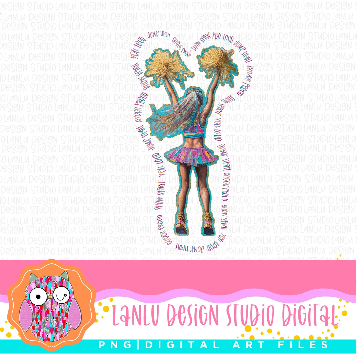 Yell Loud, Jump High, Show Spirit, cheer proud Vibrant Cheerleader PNG |300 DPI Sublimation& DTF Printable Digital Download|