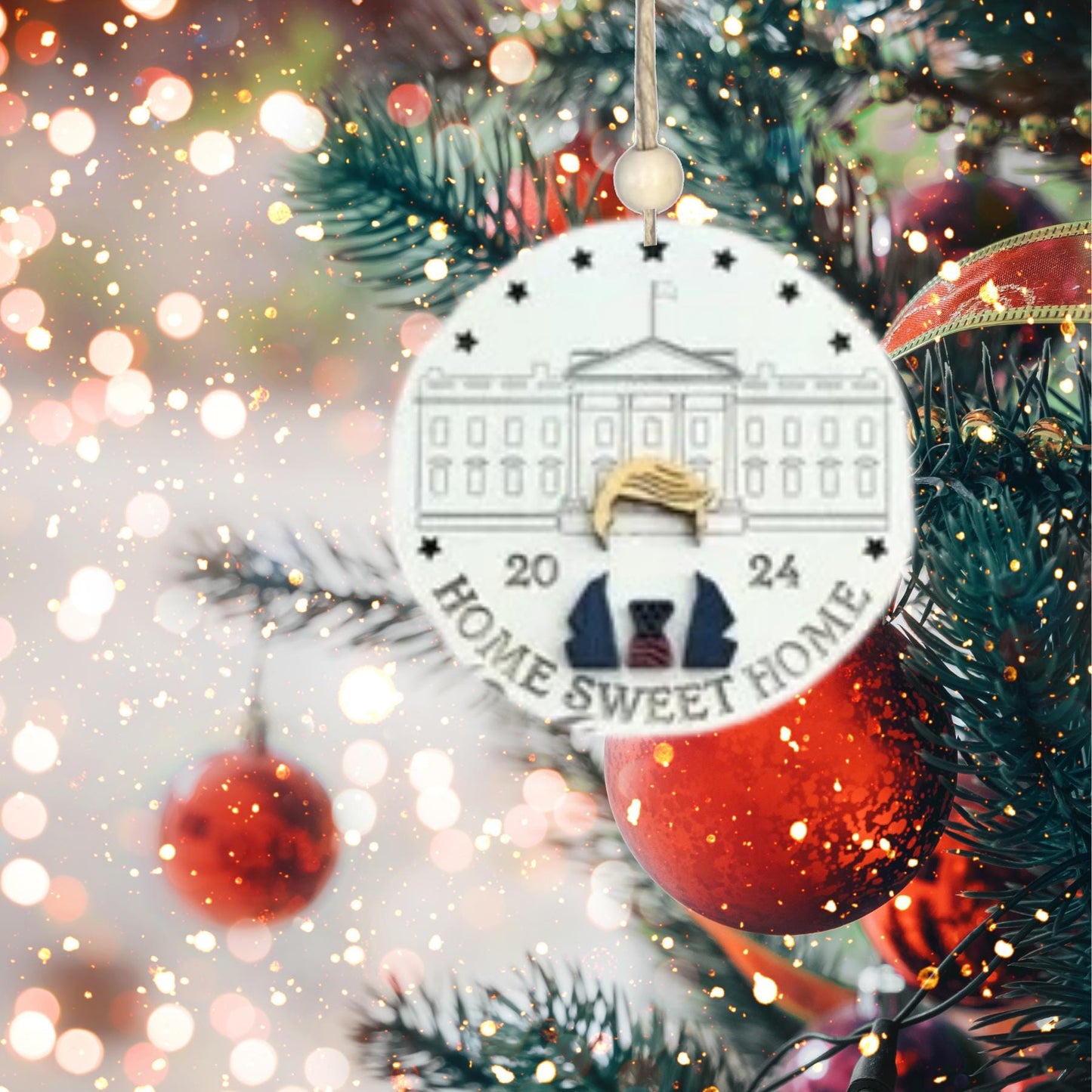 Hand painted Trump 2024 Home Sweet Home Christmas Ornament| Christmas Ornaments | Handmade Christmas Gifts | Custom