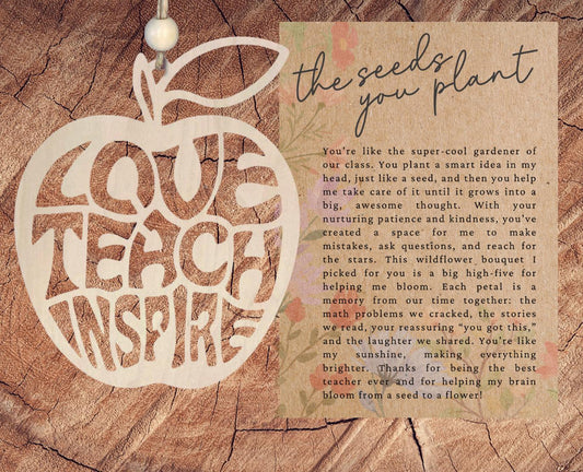 Story Card Teacher Ornament| The Seeds You Plant| Unique Holiday Decoration| Car Charm