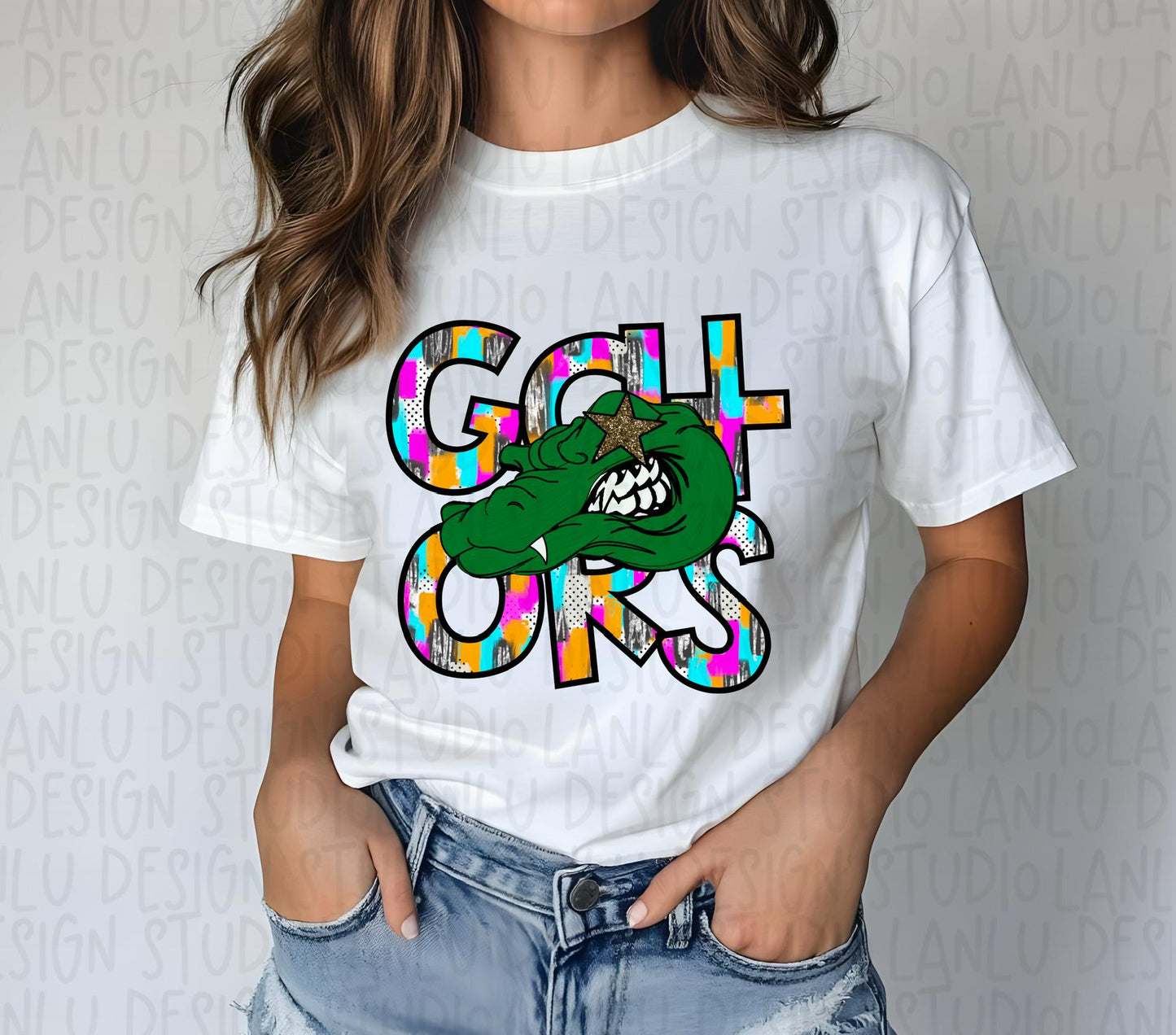 Preppy Paint Stroke Star Eyes Mascot PNG | Gators