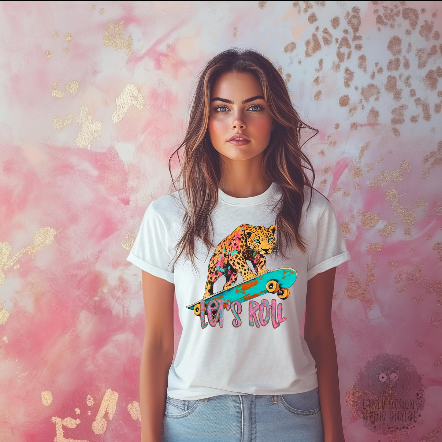 Let's Roll Vibrant Leopard Skateboard Art | Digital Download | 300 DPI Sublimation& DTF Printable Digital Download|