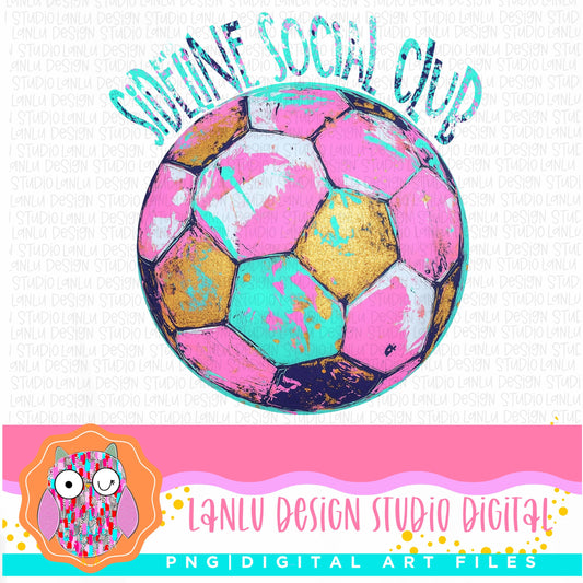 Retro Soccer Art Print - Sideline Social Club Boho Soccer Decor for Sports Enthusiasts|300 DPI Sublimation& DTF Printable Digital Download|