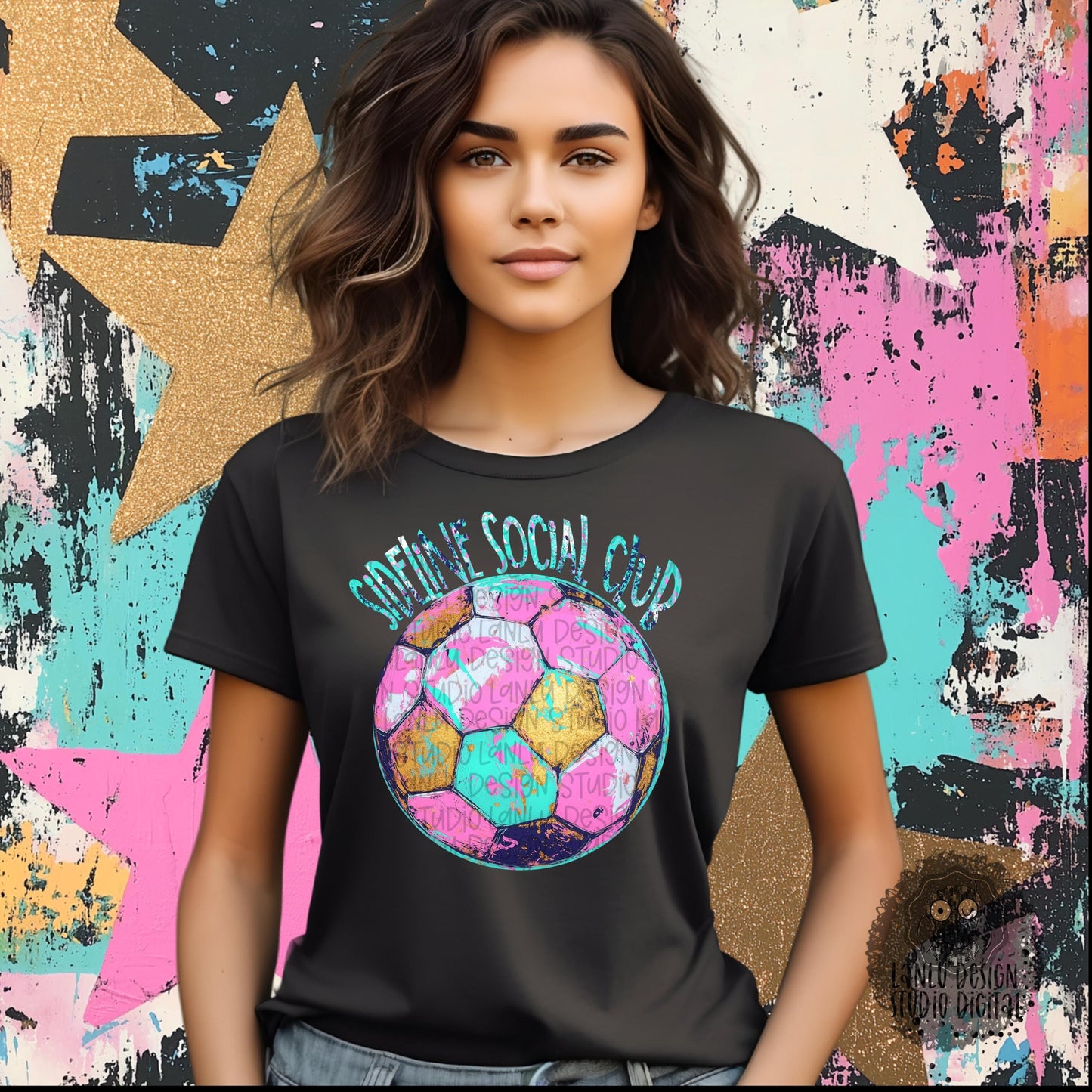 Retro Soccer Art Print - Sideline Social Club Boho Soccer Decor for Sports Enthusiasts|300 DPI Sublimation& DTF Printable Digital Download|