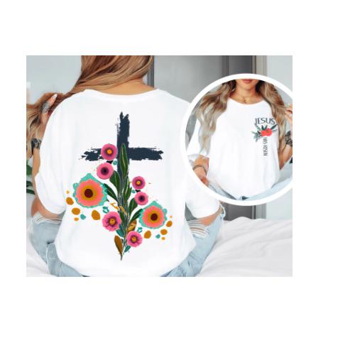 Jesus Has Risen Floral Cross | Christian Easter Graphics | Floral Resurrection | Christian Shirt| Jesus Shirt Designs