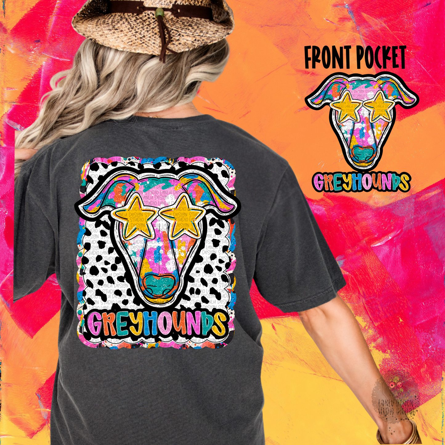 GRAFFITI DOTTY MASCOT TEE | GREYHOUNDS