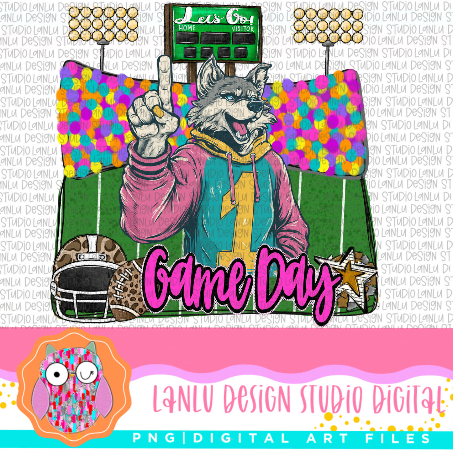 Game Day Preppy Touchdowns Stadium Mascot PNG