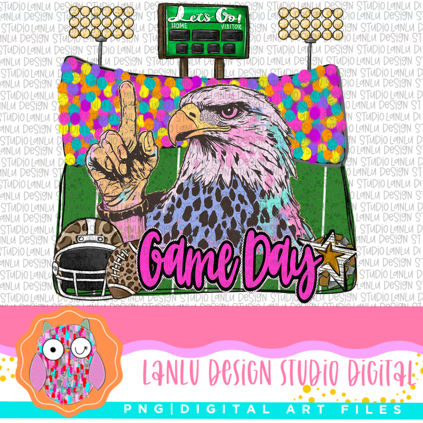 Game Day Preppy Touchdowns Stadium Mascot PNG