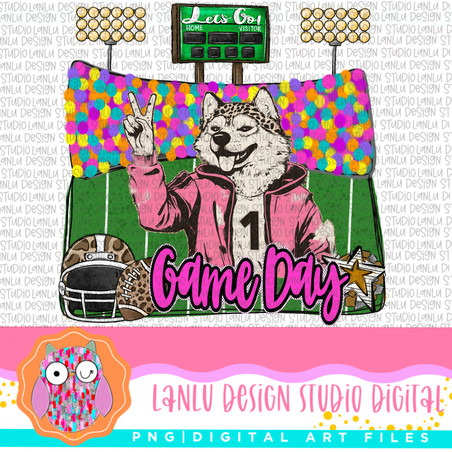 Game Day Preppy Touchdowns Stadium Mascot PNG