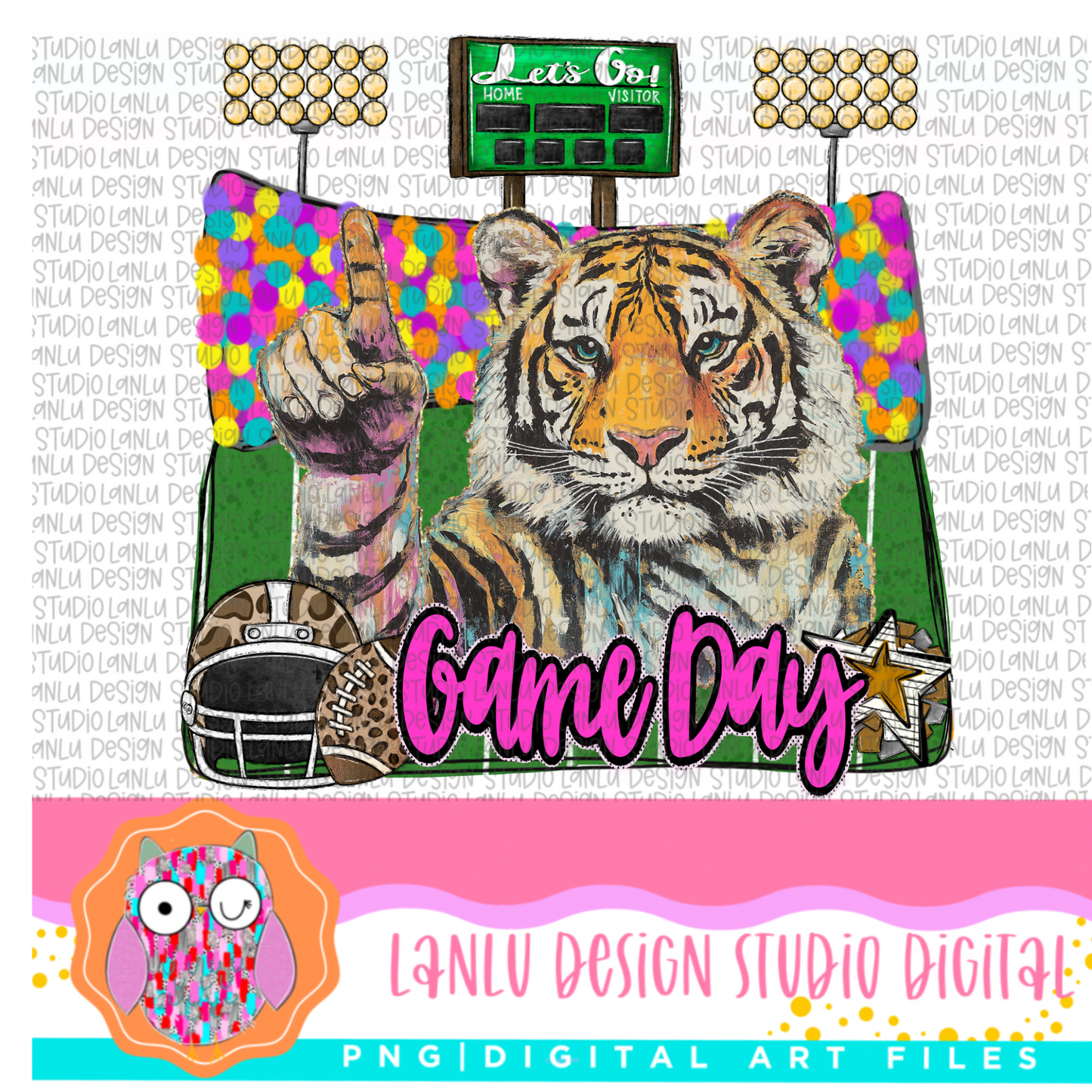 Game Day Preppy Touchdowns Stadium Mascot PNG