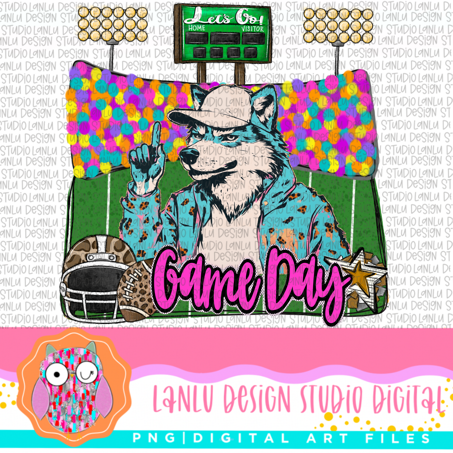 Game Day Preppy Touchdowns Stadium Mascot PNG