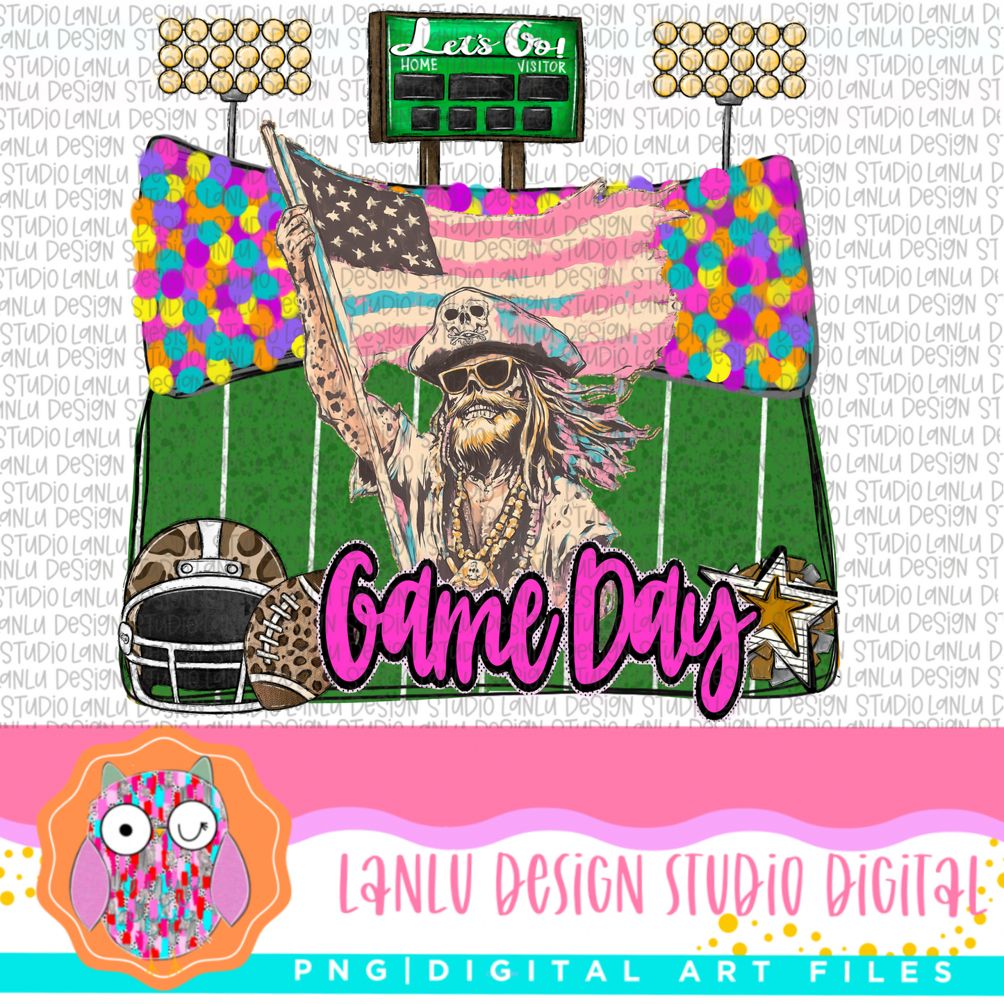 Game Day Preppy Touchdowns Stadium Mascot PNG