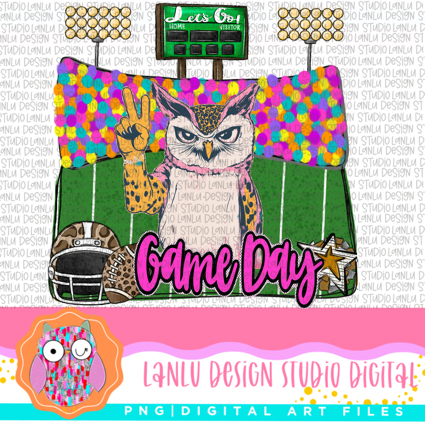 Game Day Preppy Touchdowns Stadium Mascot PNG