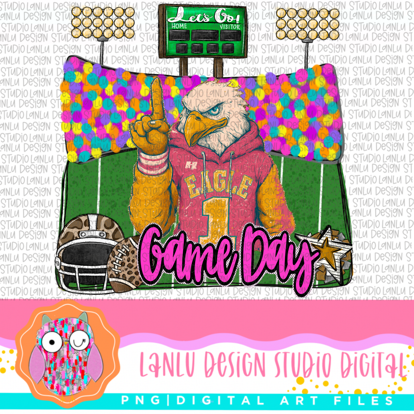 Game Day Preppy Touchdowns Stadium Mascot PNG