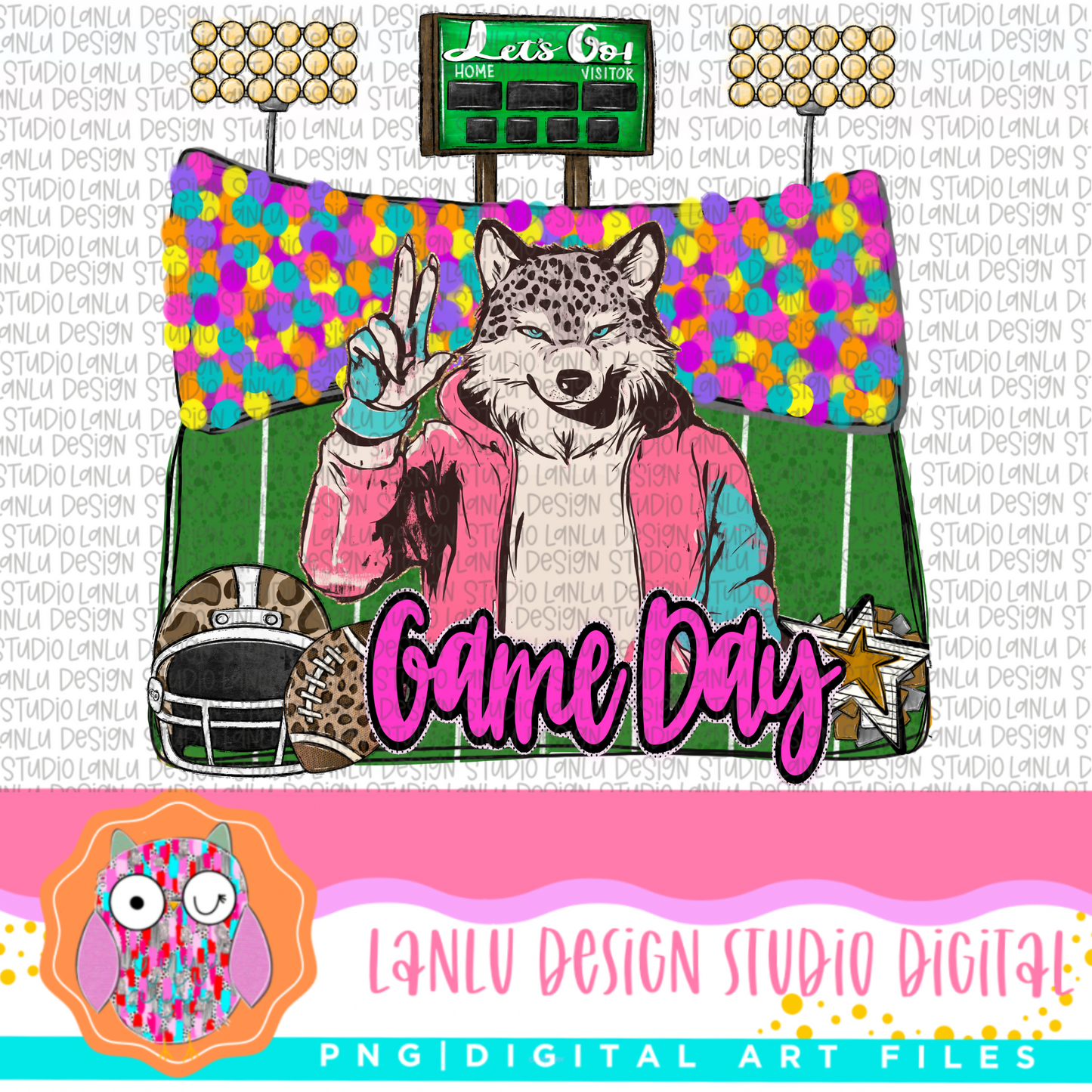 Game Day Preppy Touchdowns Stadium Mascot PNG