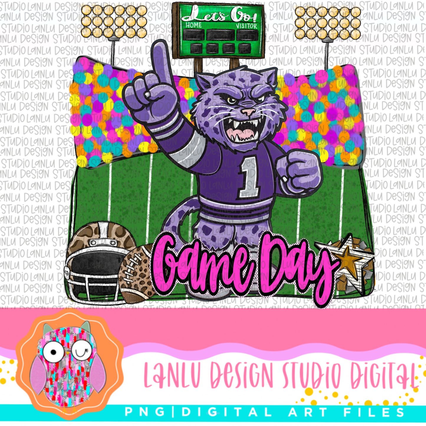 Game Day Preppy Touchdowns Stadium Mascot PNG