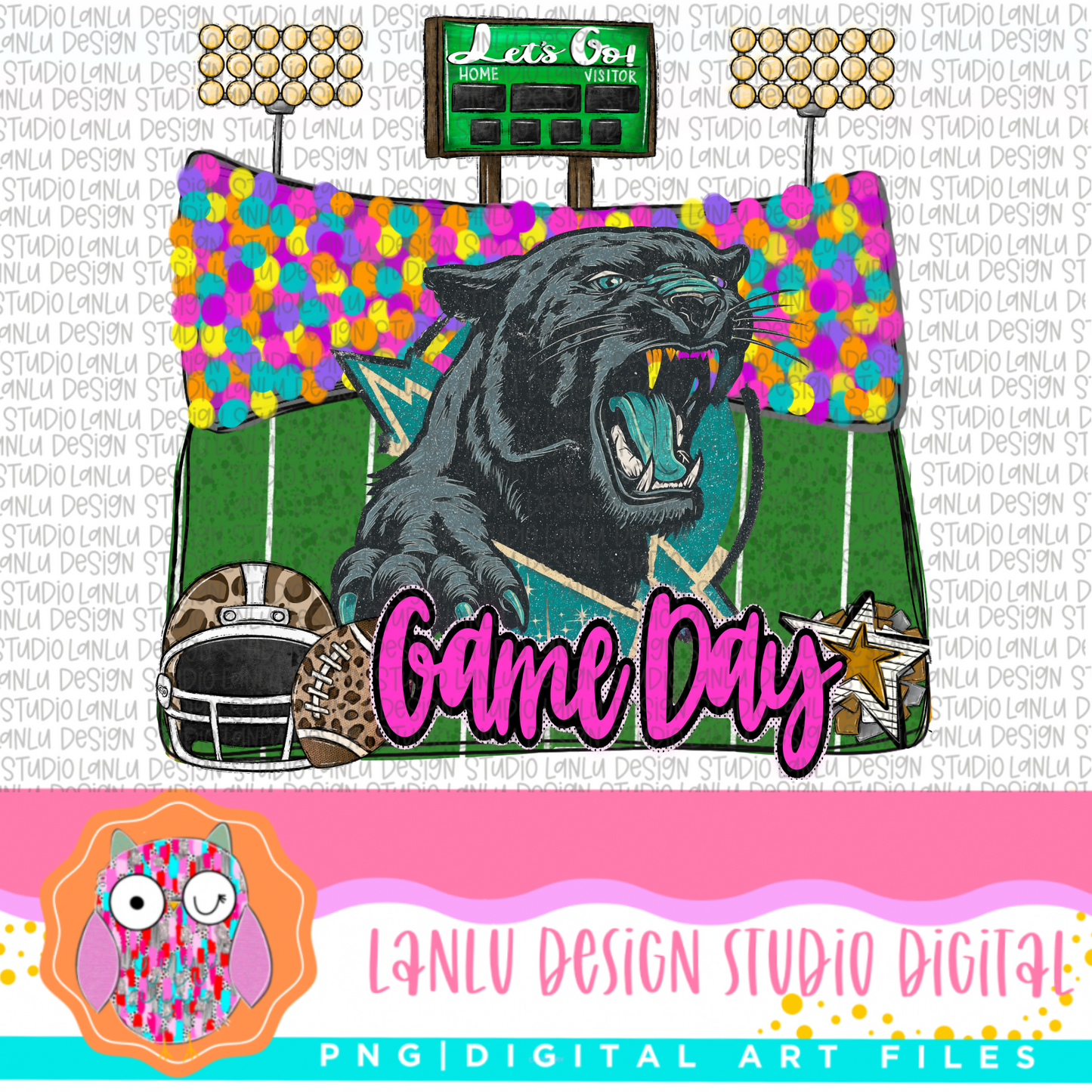 Game Day Preppy Touchdowns Stadium Mascot PNG