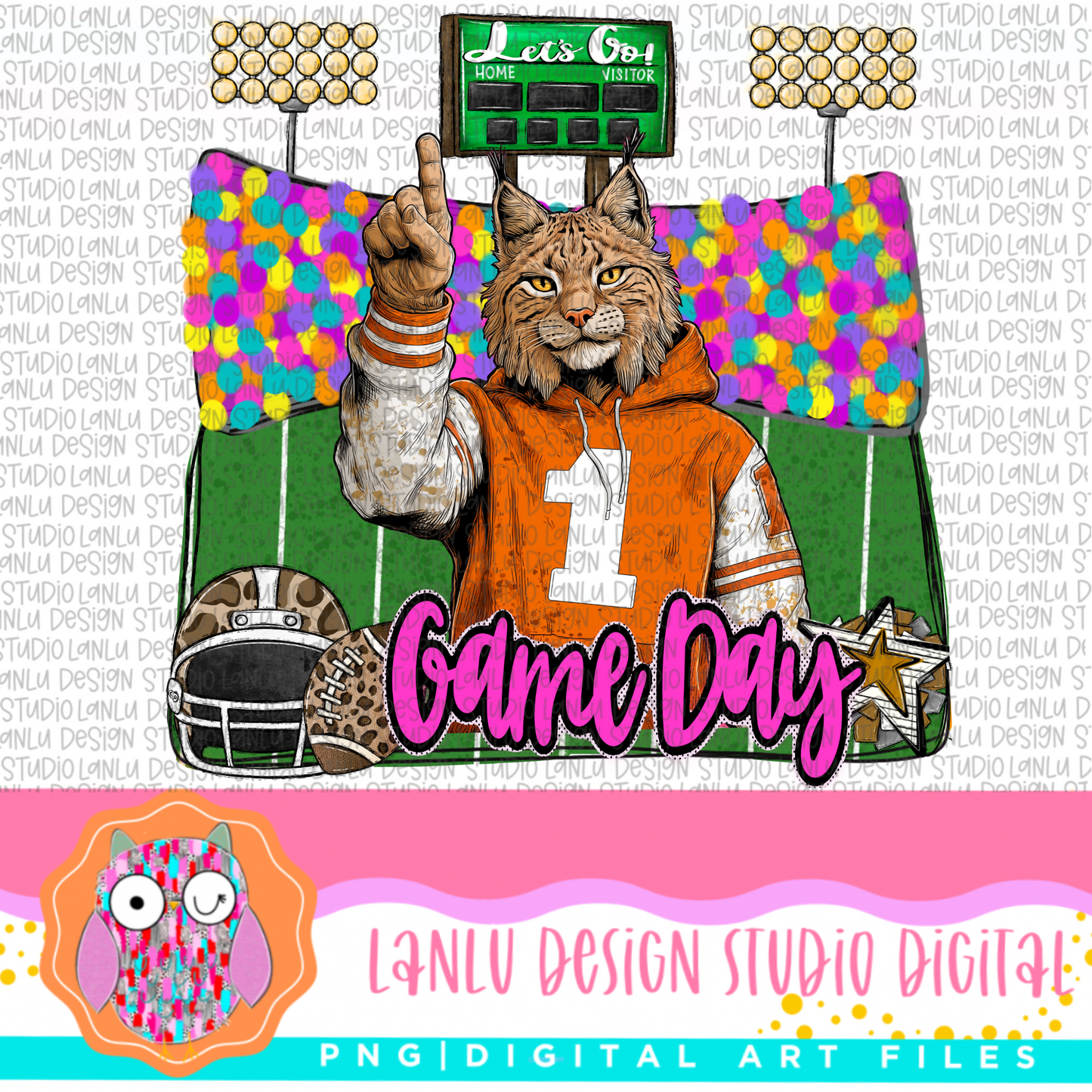 Game Day Preppy Touchdowns Stadium Mascot PNG