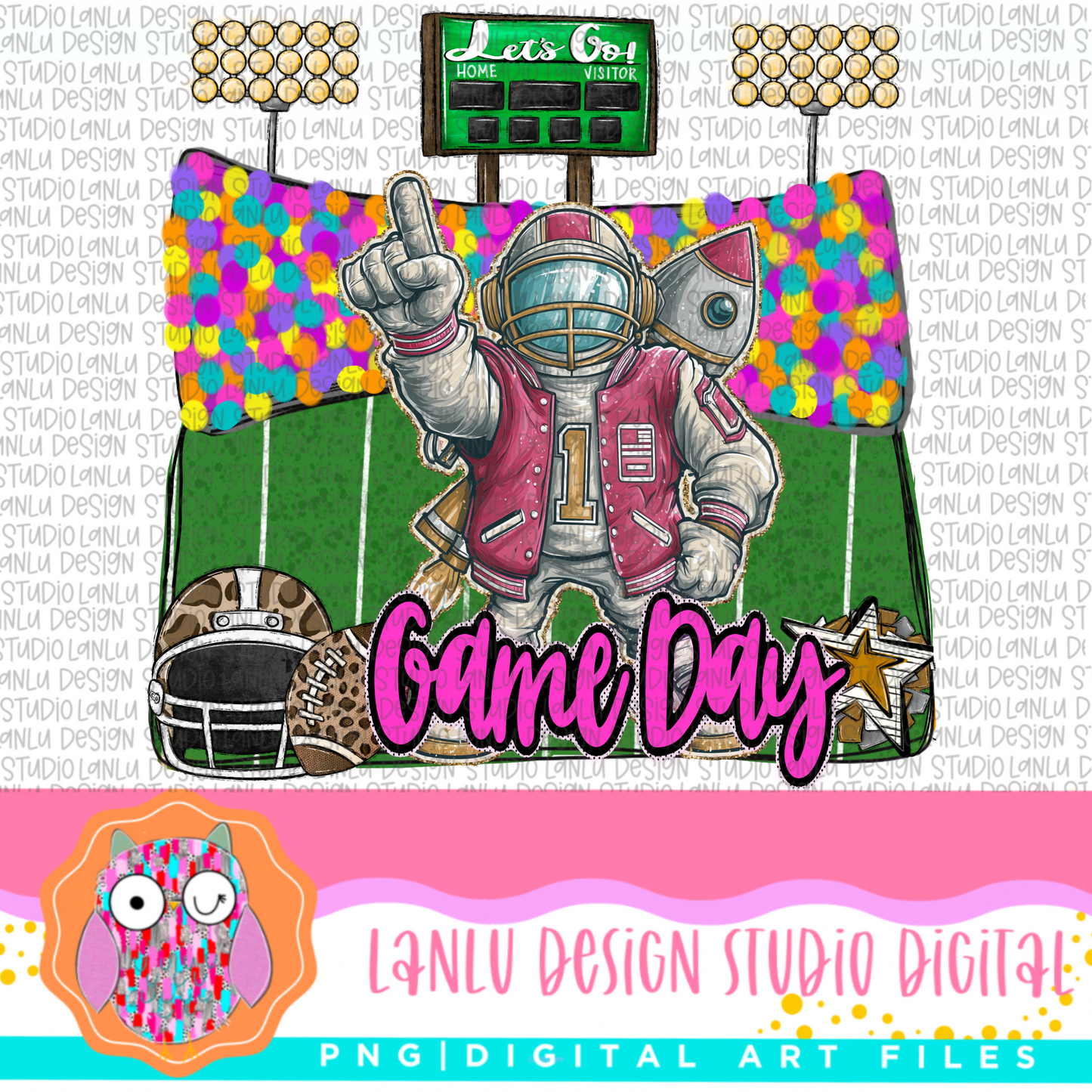 Game Day Preppy Touchdowns Stadium Mascot PNG