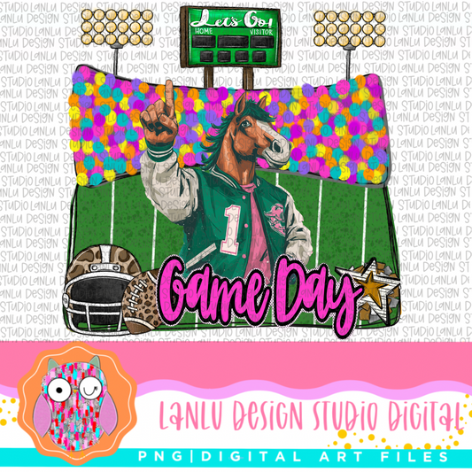 Game Day Preppy Touchdowns Stadium Mascot PNG