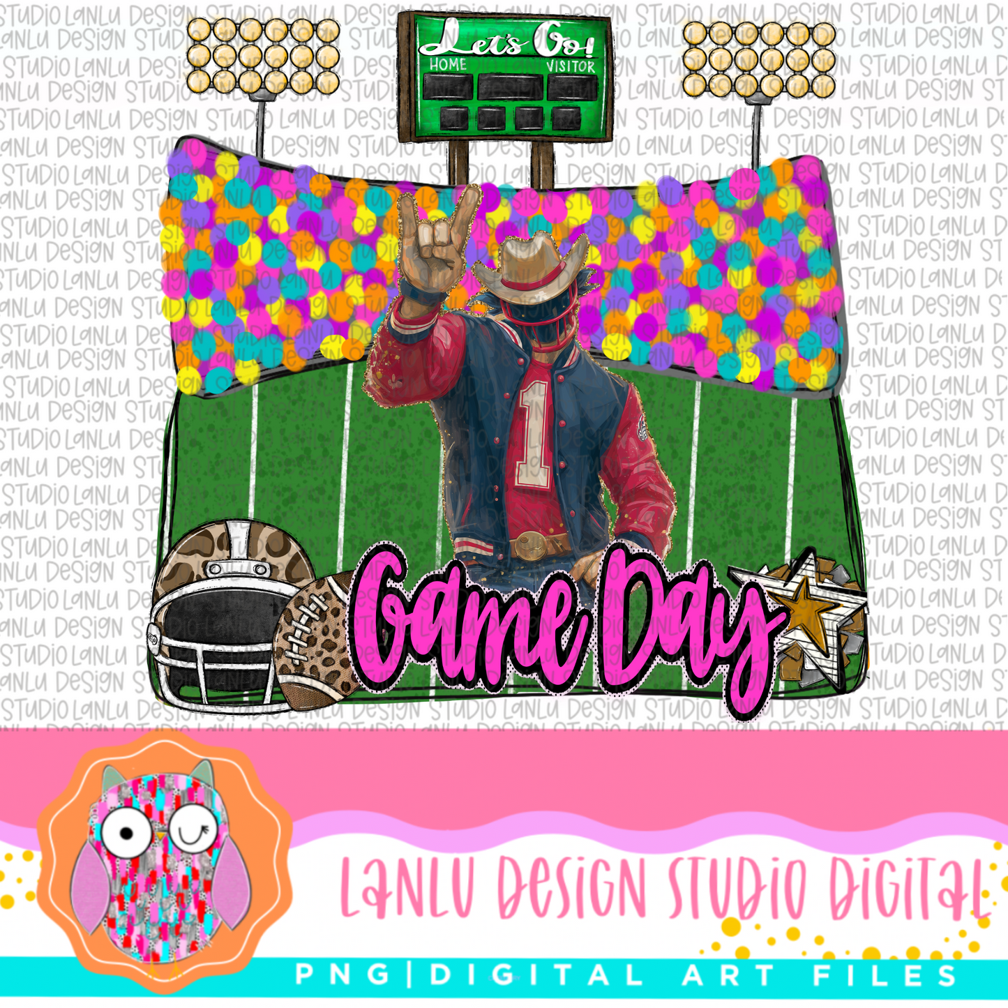 Game Day Preppy Touchdowns Stadium Mascot PNG