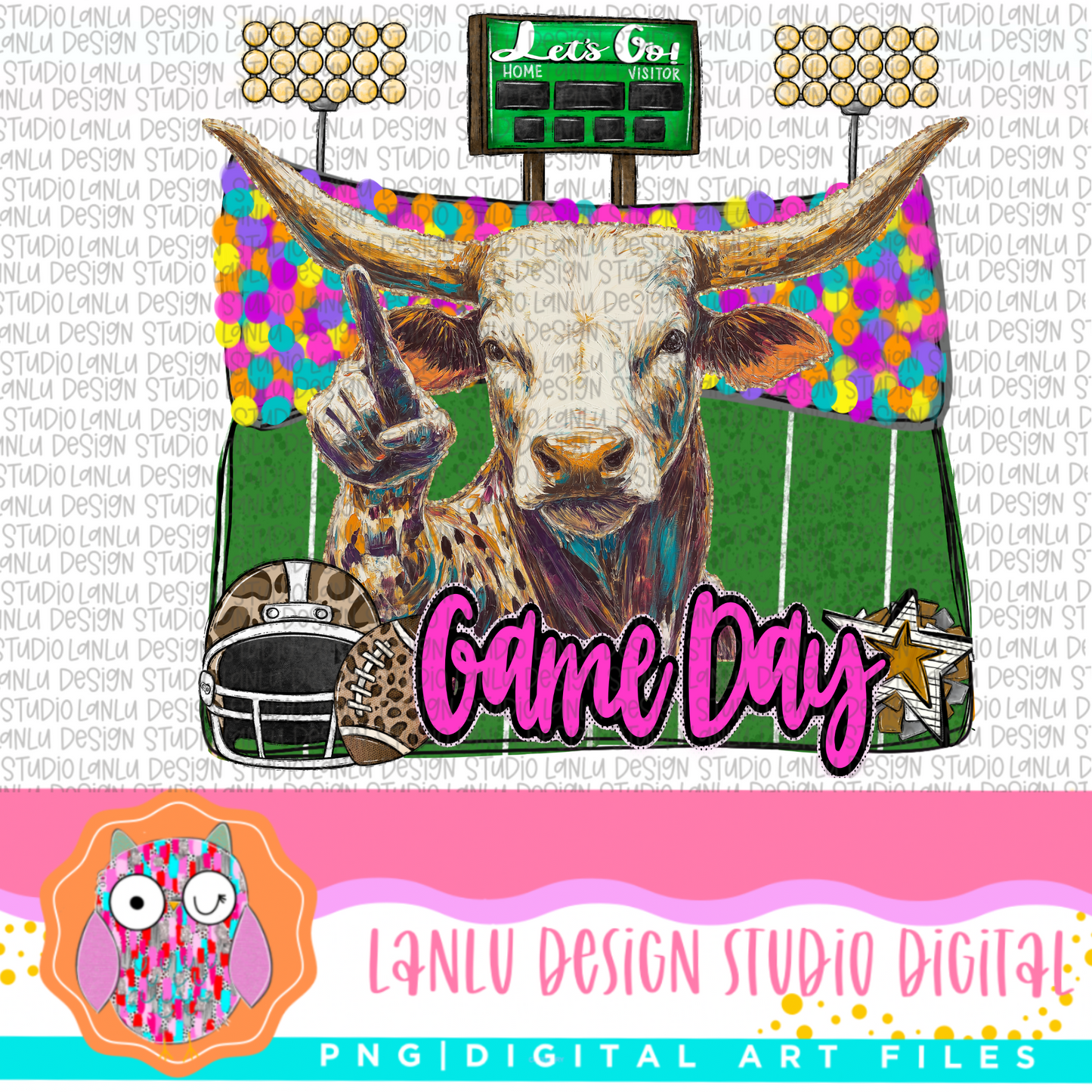 Game Day Preppy Touchdowns Stadium Mascot PNG