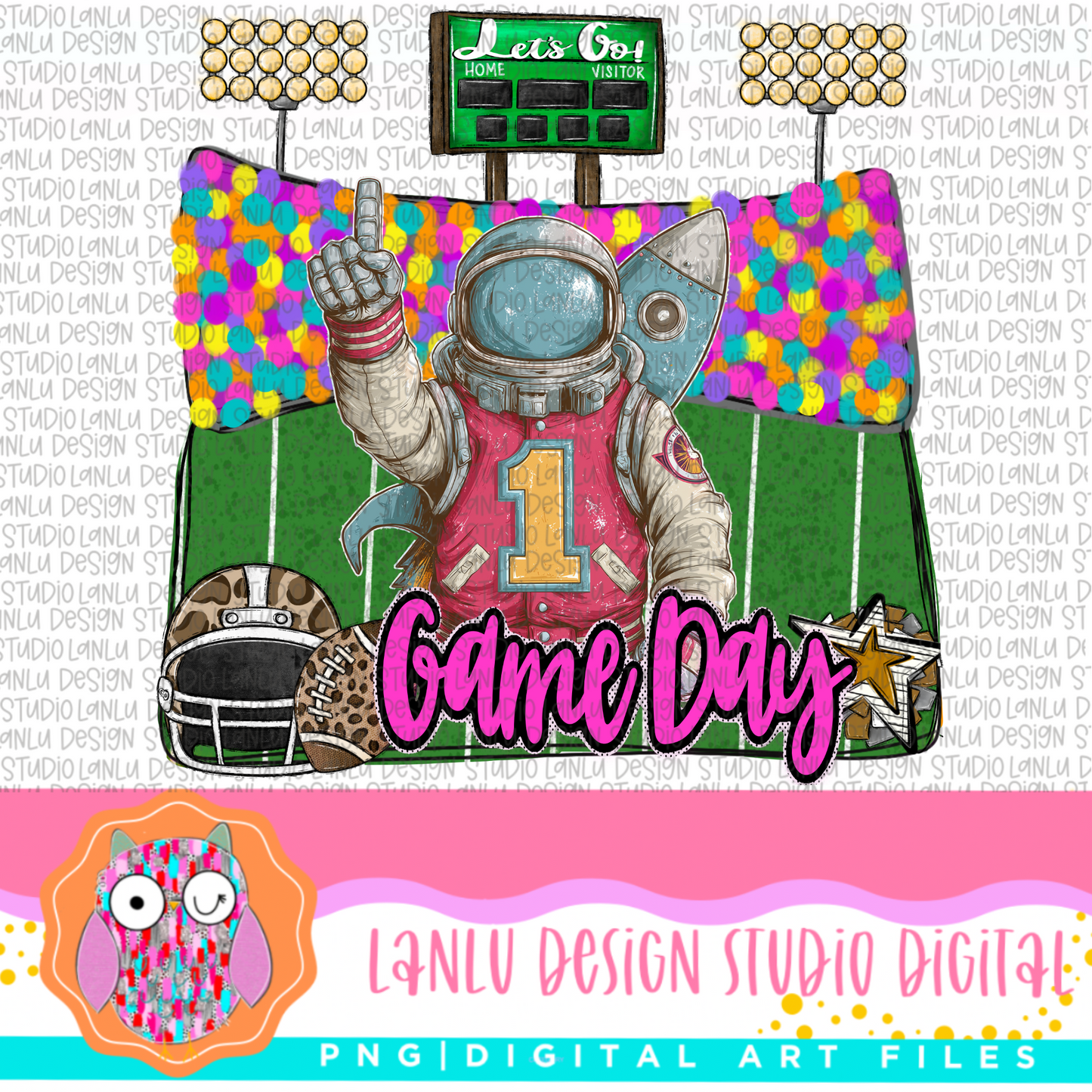 Game Day Preppy Touchdowns Stadium Mascot PNG