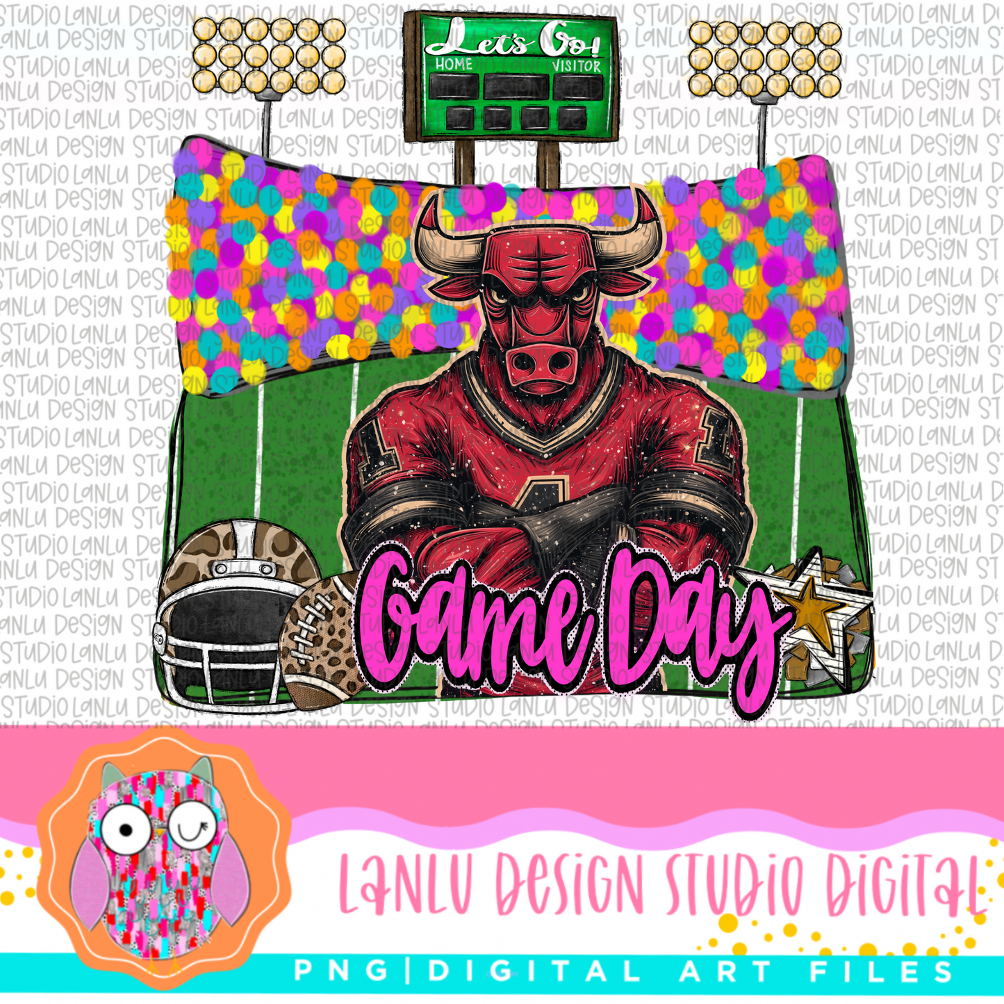 Game Day Preppy Touchdowns Stadium Mascot PNG